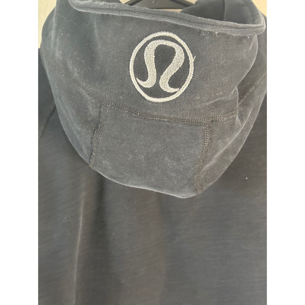 Lululemon OG Scuba Full Zip Hoodie Black Heavy Fleece Sweatshirt Logo Hood SZ 10 - Picture 5 of 6